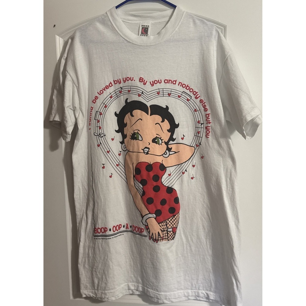Vtg 93 Betty Boop White 2XL T-Shirt I Wanna Be Loved By You Long Night Shirt